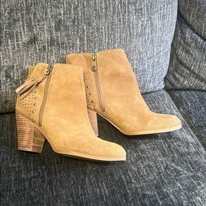 Guess Tan Suede Studded Ankle Booties